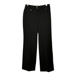TALBOTS Black Wide Leg Dress Pants Size 4 Classic Button Detail